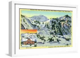 Alta, Utah, Aerial View of Collins Gulch, Giant Ski-Lift, and New Ski Lodge Bldg-Lantern Press-Framed Art Print