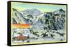 Alta, Utah, Aerial View of Collins Gulch, Giant Ski-Lift, and New Ski Lodge Bldg-Lantern Press-Framed Stretched Canvas