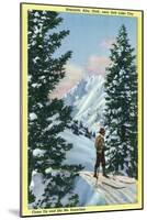 Alta, Utah, Downhill Skier About to Descend-Lantern Press-Mounted Art Print