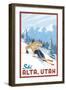 Alta, Utah - Ski Alta - Downhill Skier - Lantern Press Artwork-Lantern Press-Framed Art Print