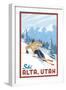 Alta, Utah - Ski Alta - Downhill Skier - Lantern Press Artwork-Lantern Press-Framed Art Print