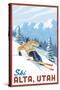 Alta, Utah - Ski Alta - Downhill Skier - Lantern Press Artwork-Lantern Press-Stretched Canvas