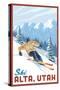 Alta, Utah - Ski Alta - Downhill Skier - Lantern Press Artwork-Lantern Press-Stretched Canvas