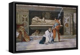 Altar Boys in a Church Interior-Jose Villegas Y Cordero-Framed Stretched Canvas