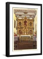 Altar in Serra Chapel, San Juan Capistrano Mission, California-null-Framed Art Print