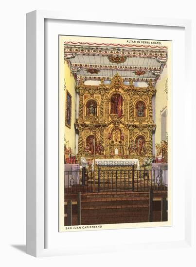Altar in Serra Chapel, San Juan Capistrano Mission, California-null-Framed Art Print