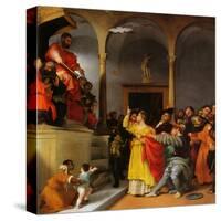 Altar of St. Lucia. Saint Lucia before the Judge-Lorenzo Lotto-Stretched Canvas