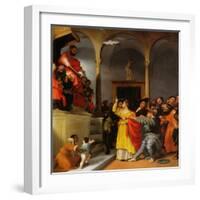 Altar of St. Lucia. Saint Lucia before the Judge-Lorenzo Lotto-Framed Giclee Print