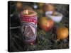 Altar Offering Decorated with Flowers, Fruit and a Candle for Day of the Dead, Oaxaca, Mexico-Judith Haden-Stretched Canvas