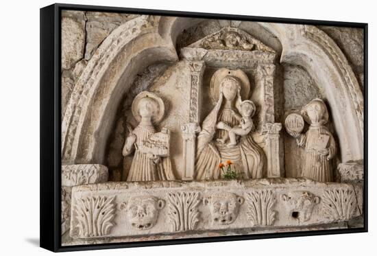 Altar on Old Stone Wall in Kotor-dbvirago-Framed Stretched Canvas