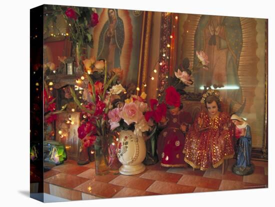 Altar with Candles, Flowers, and Spiritual Imagery for the Day of the Dead Celebration, Mexico-Judith Haden-Stretched Canvas