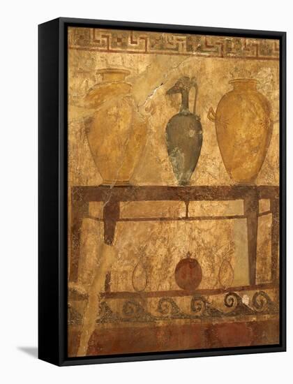 Altar with Offering Vases, Funerary Painting of Paestum, Campania, Italy, Detail BC-null-Framed Stretched Canvas