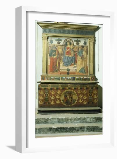 Altar with Scene known as Madonna Enthroned with Saints-Cristiano Banti-Framed Giclee Print