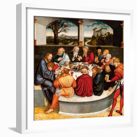 Altarpiece, central panel: the Last Supper with Luther amongst the Apostles. 1546 - 47-Lucas Cranach the Younger-Framed Giclee Print