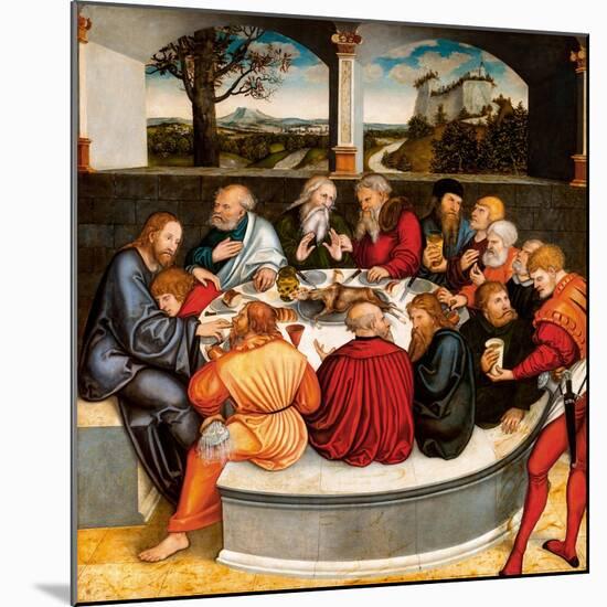 Altarpiece, central panel: the Last Supper with Luther amongst the Apostles. 1546 - 47-Lucas Cranach the Younger-Mounted Giclee Print