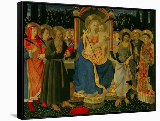 Altarpiece of Saint Jerome: Madonna and Child Enthroned with Saints-Zanobi Di Benedetto Strozzi-Framed Stretched Canvas