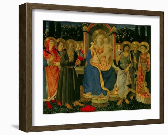 Altarpiece of Saint Jerome: Madonna and Child Enthroned with Saints-Zanobi Di Benedetto Strozzi-Framed Art Print