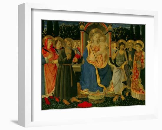 Altarpiece of Saint Jerome: Madonna and Child Enthroned with Saints-Zanobi Di Benedetto Strozzi-Framed Art Print