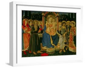 Altarpiece of Saint Jerome: Madonna and Child Enthroned with Saints-Zanobi Di Benedetto Strozzi-Framed Art Print