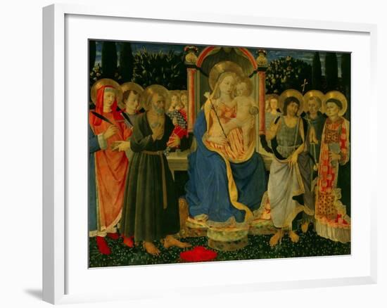 Altarpiece of Saint Jerome: Madonna and Child Enthroned with Saints-Zanobi Di Benedetto Strozzi-Framed Art Print