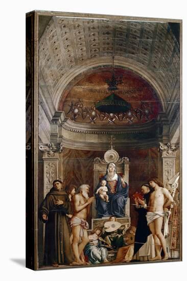 Altarpiece of Saint Job: Virgin and Child with Six Saints and Musicians Angels (Tempera on Panel, C-Giovanni Bellini-Stretched Canvas