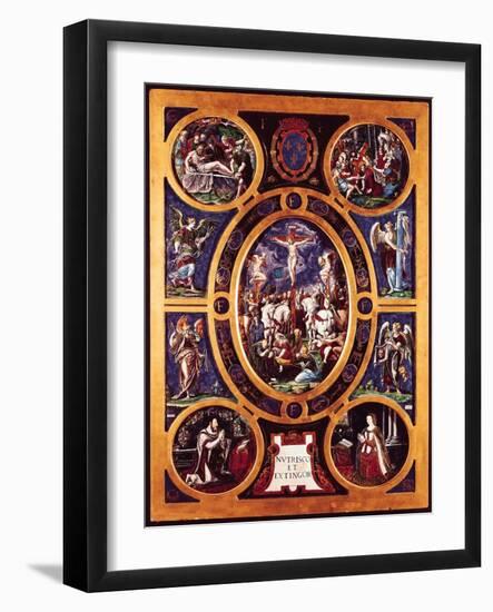 Altarpiece of Sainte-Chapelle, the Crucifixion, Enamelled by Leonard Limosin (1505-76) 1553-Nicolò dell' Abate-Framed Giclee Print