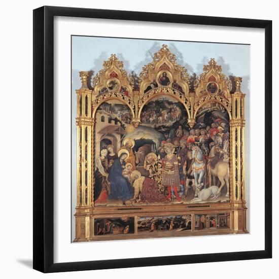 Altarpiece with the Adoration of the Magi-Gentile di Niccol (Fabriano)-Framed Giclee Print