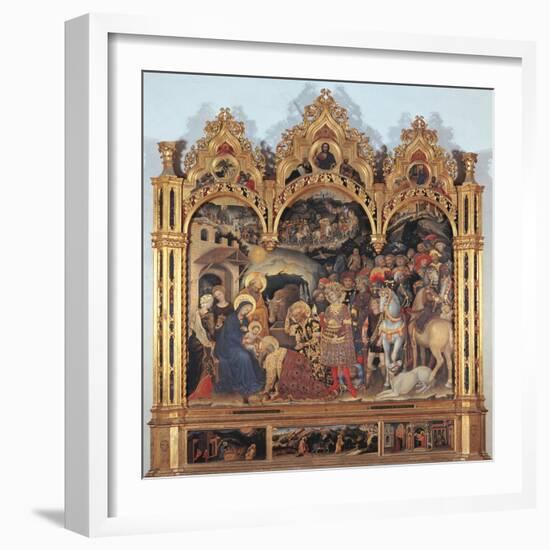 Altarpiece with the Adoration of the Magi-Gentile di Niccol (Fabriano)-Framed Giclee Print