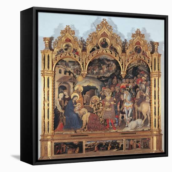 Altarpiece with the Adoration of the Magi-Gentile di Niccol (Fabriano)-Framed Stretched Canvas