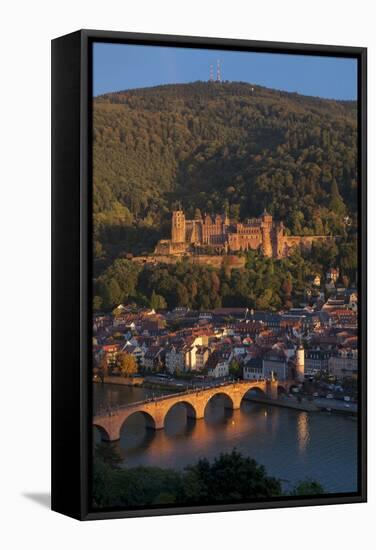 Alte Brucke over River Neckar at Heidelberg, Baden-Wurttemberg, Germany, Europe-Charles Bowman-Framed Stretched Canvas