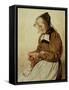 Alte Frau strickend (Old Woman Knitting)-Albert Anker-Framed Stretched Canvas