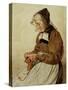 Alte Frau strickend (Old Woman Knitting)-Albert Anker-Stretched Canvas