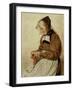 Alte Frau strickend (Old Woman Knitting)-Albert Anker-Framed Giclee Print