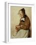 Alte Frau strickend (Old Woman Knitting)-Albert Anker-Framed Giclee Print