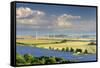 Alternative energy, wind power stations and solar farm, Saxony-Anhalt, Germany-Andreas Vitting-Framed Stretched Canvas