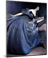 Althea Reading in Blue Dress-John White Alexander-Mounted Art Print