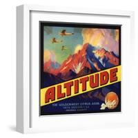 Altitude Brand - Tustin, California - Citrus Crate Label-Lantern Press-Framed Art Print