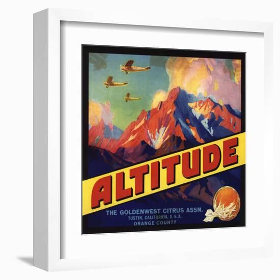 Altitude Brand - Tustin, California - Citrus Crate Label-Lantern Press-Framed Art Print