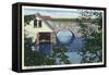 Alton Bay, New Hampshire - View of Back Bay Bridge - Alton Bay, NH-Lantern Press-Framed Stretched Canvas