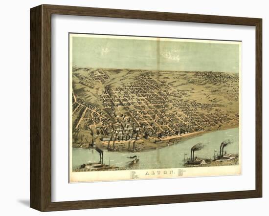 Alton, Illinois - Panoramic Map-Lantern Press-Framed Art Print