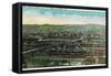 Altoona, Pennsylvania - Aerial View of Red Bridge, Penn Rail Yards-Lantern Press-Framed Stretched Canvas