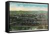 Altoona, Pennsylvania - Aerial View of Red Bridge, Penn Rail Yards-Lantern Press-Framed Stretched Canvas