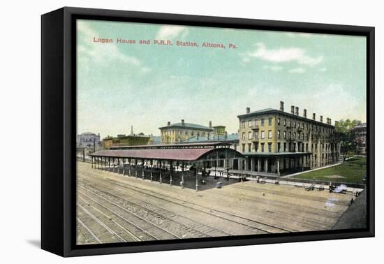 Altoona, Pennsylvania - Logan House and Pa Railroad Station Views-Lantern Press-Framed Stretched Canvas