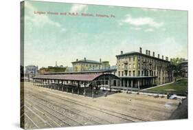 Altoona, Pennsylvania - Logan House and Pa Railroad Station Views-Lantern Press-Stretched Canvas