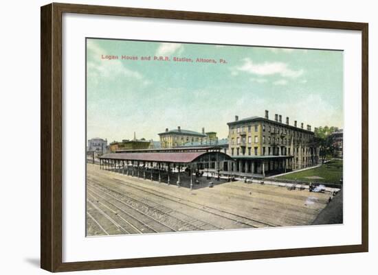 Altoona, Pennsylvania - Logan House and Pa Railroad Station Views-Lantern Press-Framed Art Print