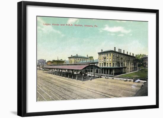 Altoona, Pennsylvania - Logan House and Pa Railroad Station Views-Lantern Press-Framed Art Print