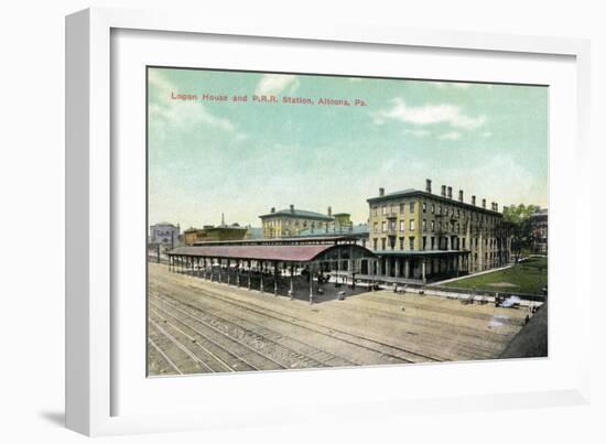 Altoona, Pennsylvania - Logan House and Pa Railroad Station Views-Lantern Press-Framed Art Print