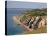 Alum Bay and the Solent, Isle of Wight, England, United Kingdom, Europe-Rainford Roy-Stretched Canvas