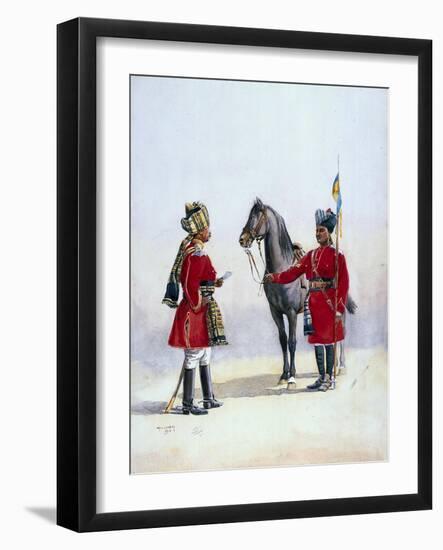 Alwar Lancers, Commandment and Chohan Rajput, Illustration for 'Armies of India' by Major G.F.…-Alfred Crowdy Lovett-Framed Giclee Print