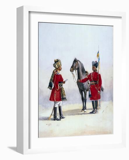 Alwar Lancers, Commandment and Chohan Rajput, Illustration for 'Armies of India' by Major G.F.…-Alfred Crowdy Lovett-Framed Giclee Print